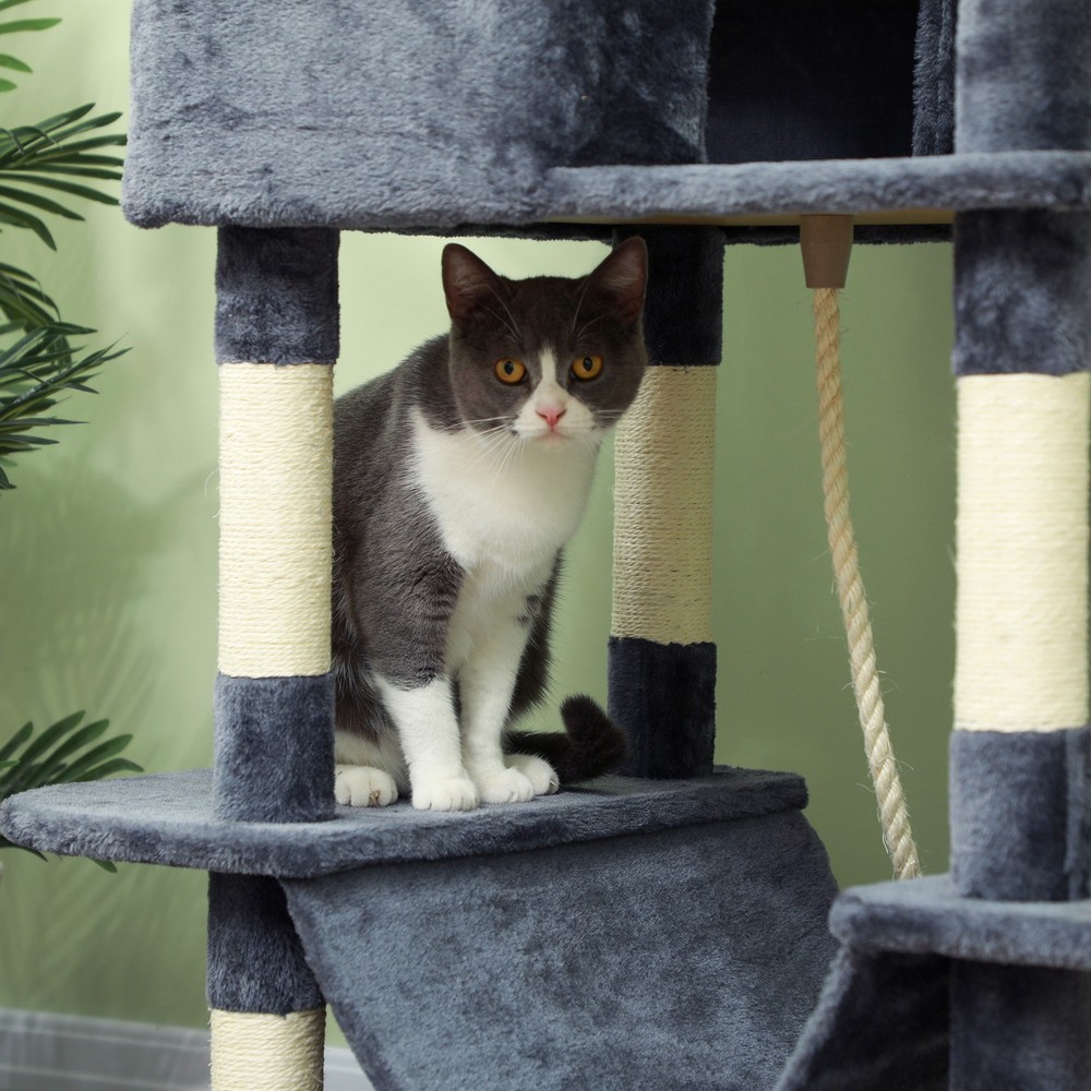 81" Cat Tree w/ Cat Scratching Posts, Scratching Board, Condos, Beds