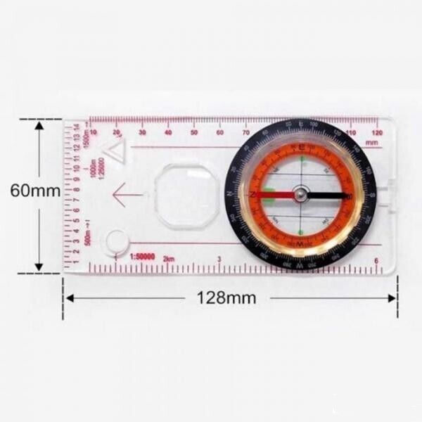 Flat Graduated Compass with Magnifying Glass, Map Reading Navigation,...