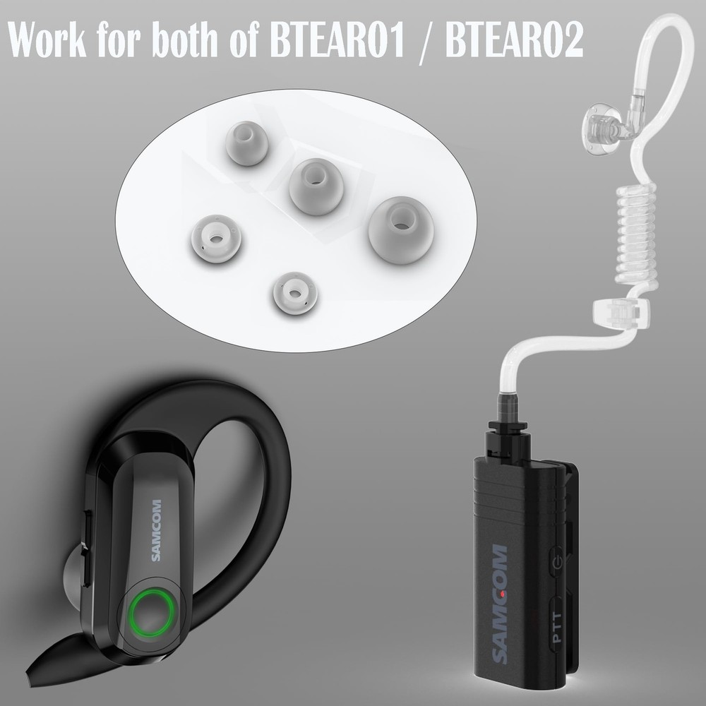 SAMCOM Silicone Replacement Earbud Ear Tips for BTEAR01 BTEAR02 Tranparent