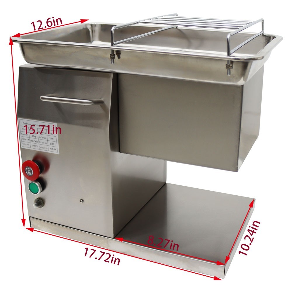 110V Commercial Meat Cutter 6mm Blade Beef Pork Cutting Machine 200Kg/h 650W