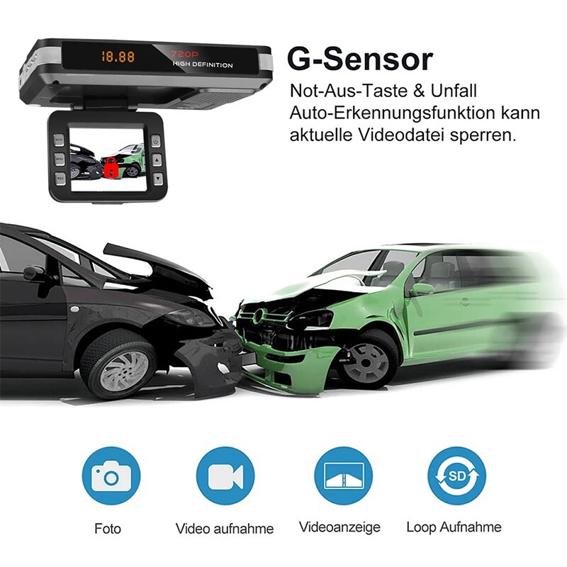 2in1 Car Dash Cam DVR & Radar Detector 170 Degree Angle G-sensor 720P 2''Screen