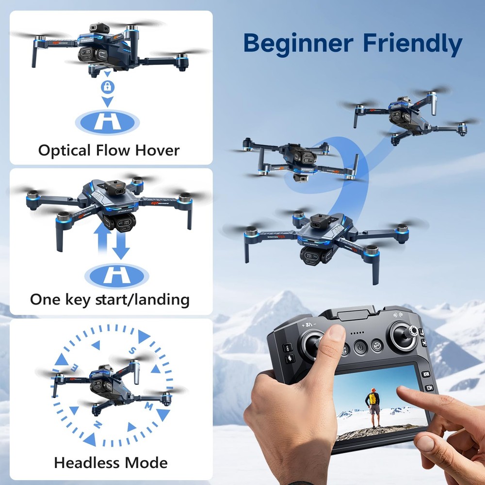 Mini Drone with HD Camera, Foldable Quadcopter, 2 Batteries, Auto Return,
