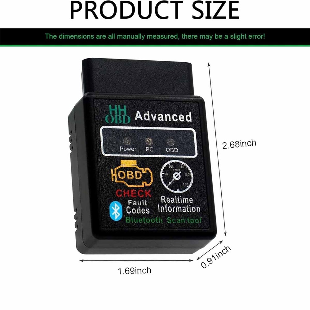 Car OBD2 Bluetooth diagnostic tool with dedicated app (black)