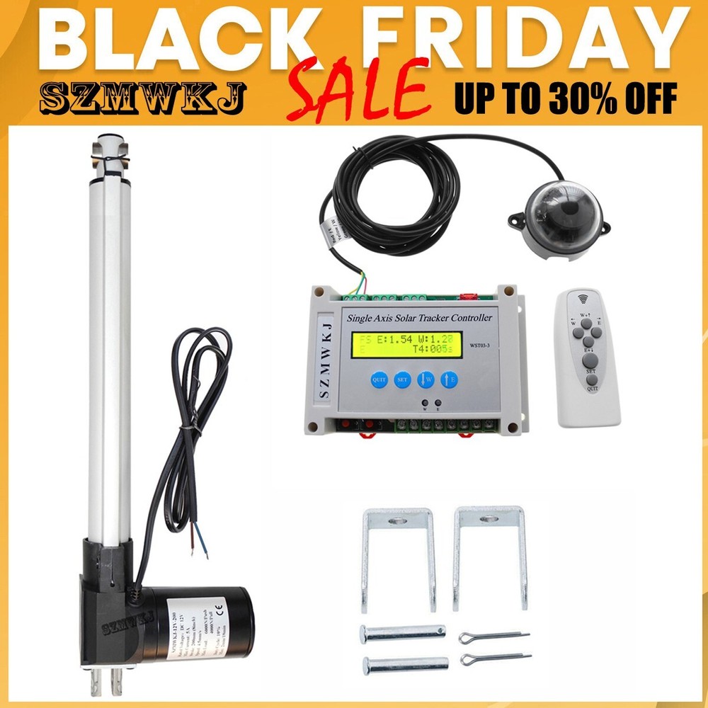 Single Axis Solar Tracker Kit + 6000N 400mm 16" Linear Actuator + LCD Controller