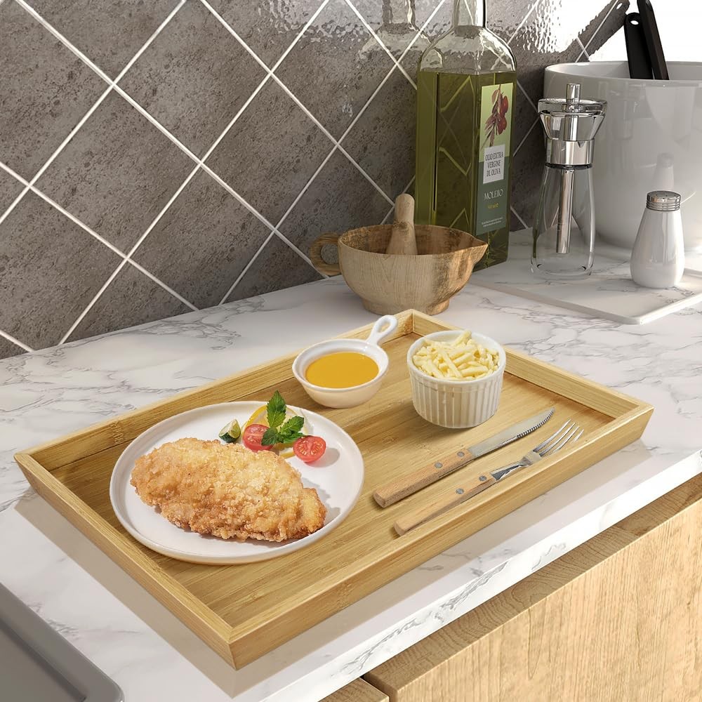 2pcs Rectangular Serving Tray for Eating Drinks Storage Snacks TV Breakfast C...