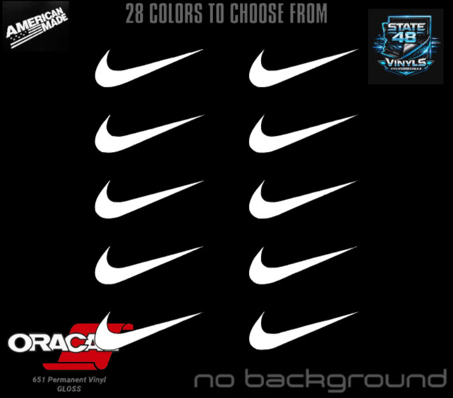 Set of 10 Nike swoosh vinyl decal sticker party decal color size choice