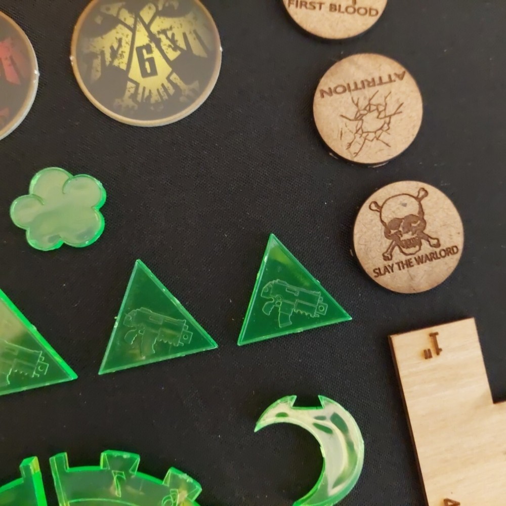 Warhammer 40k Counters Objective Markers Lot - Green Translucent Custom Tool