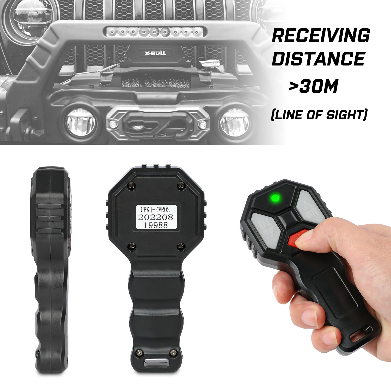 X-BULL 2PCS Wireless Electric Winch Remote Control Kit 12V Handset 150FT