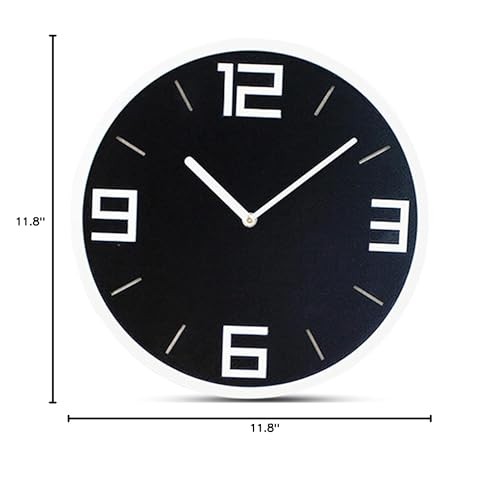 Modern Minimalist Classic White on Black Wall Clock