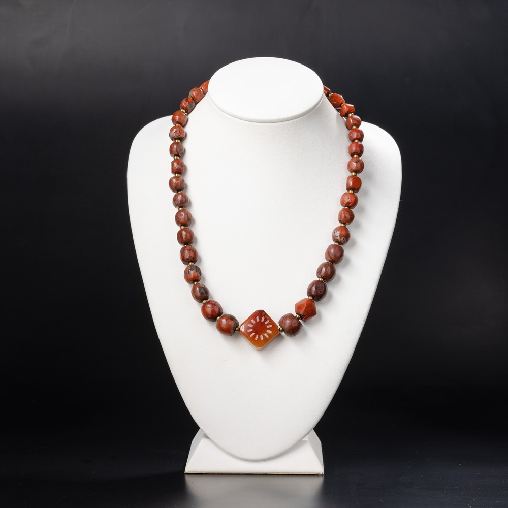 Ancient Bronze Age Jasper Bead Necklace