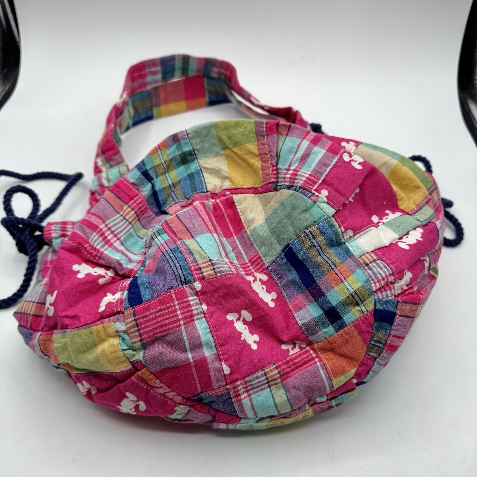 Mickey Mouse Pink Plaid Disney Parks Hobo Patchwork Bag Purse Tote RL Carry All