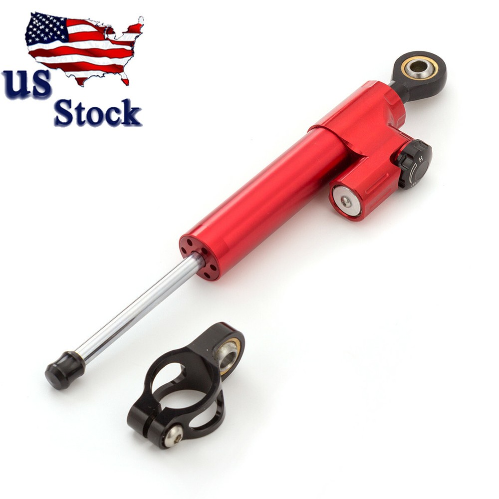 CNC Red Steering Damper Motorcycle Stabilizer Linear Reversed Safety Control