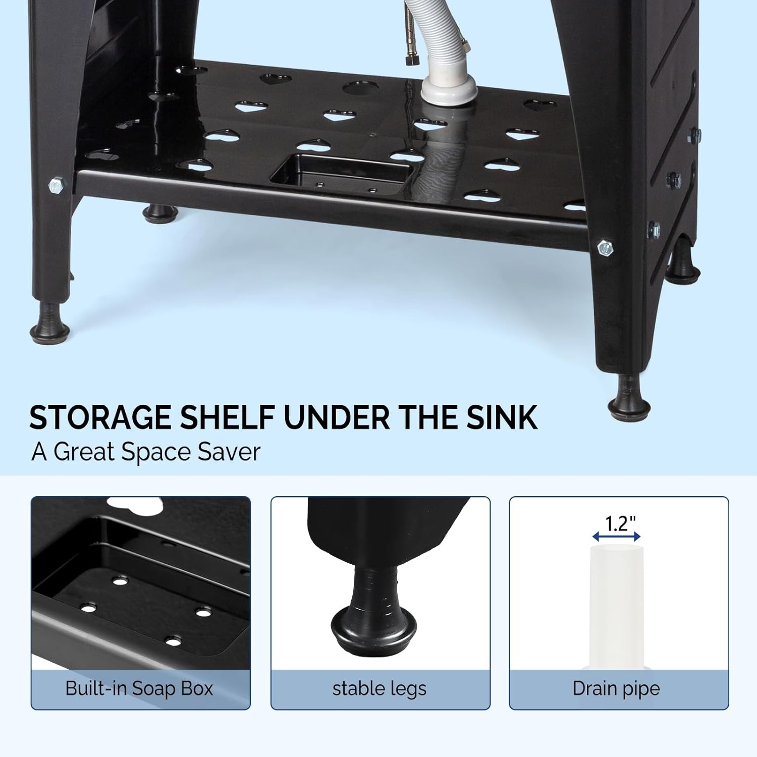 Freestanding Utility Sink with Stainless Steel Faucet, Drain, Storage Shelf NEW