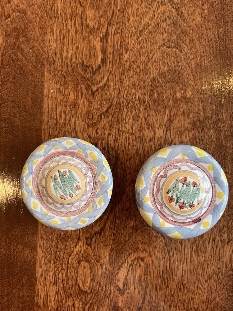 Vintage Mackenzie-Childs 2.5 Drawer Pulls/Knobs, Hand Painted, Perfect Condition