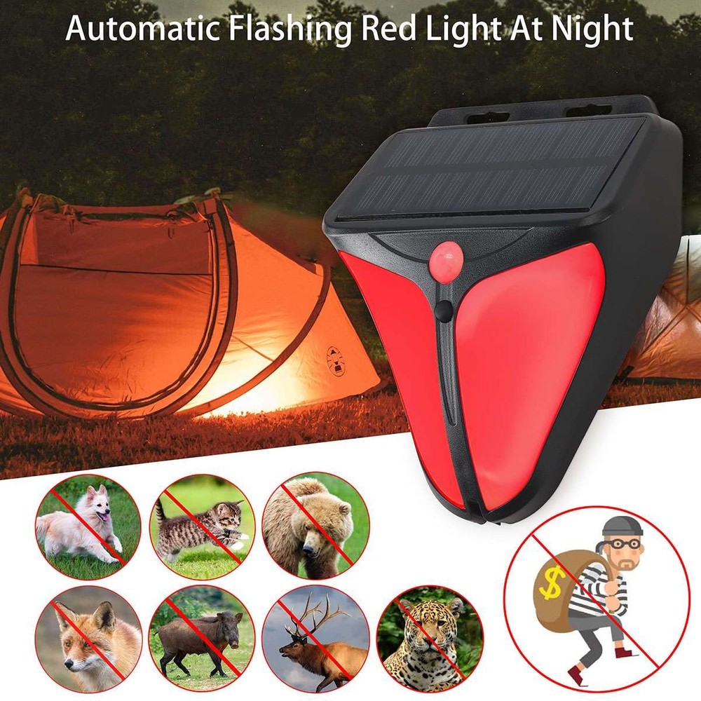 Solar Alarm LED Light with Strobe Light Motion Sensor Detector Wireless US