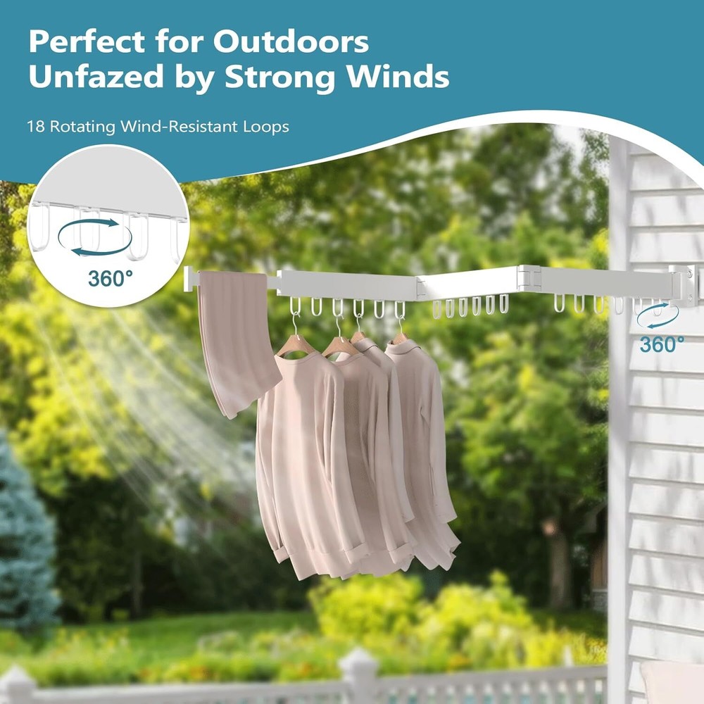 Clothes Drying Rack Wall Mounted, Laundry Drying Rack Collapsible, Space Saving