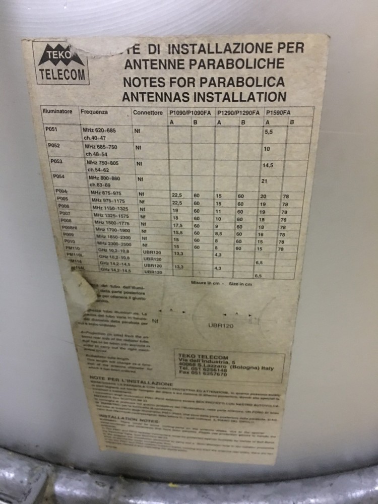 For Broadcast Professional Link from Mhz 620 to Ghz 14.5 - Parabolic Antennas -