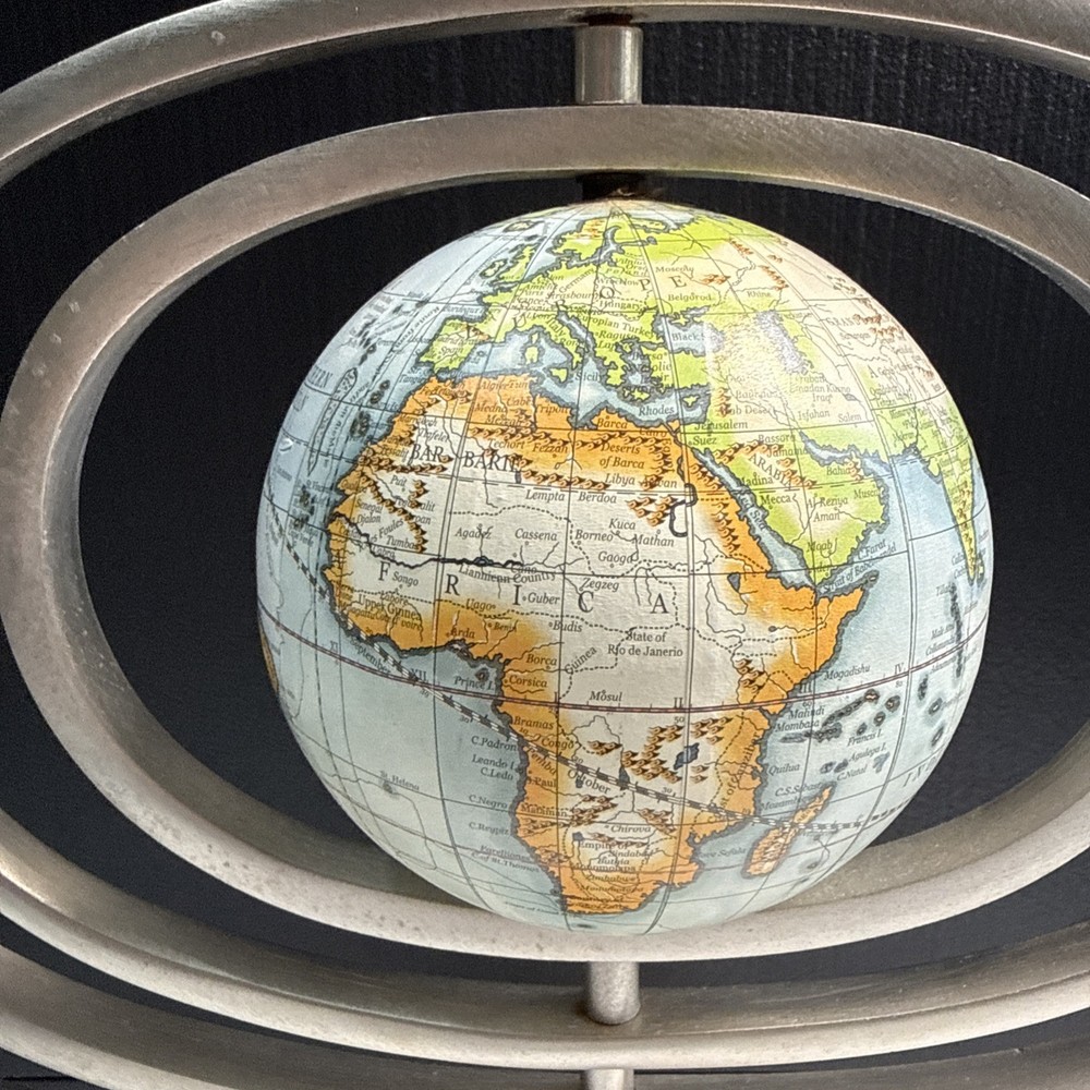 Armillary Sphere Silver Pewter Rotating Spinning Globe