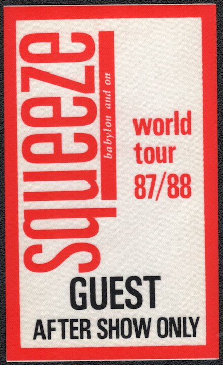 Squeeze Backstage Pass - 1987 - 1988 Cloth Pass