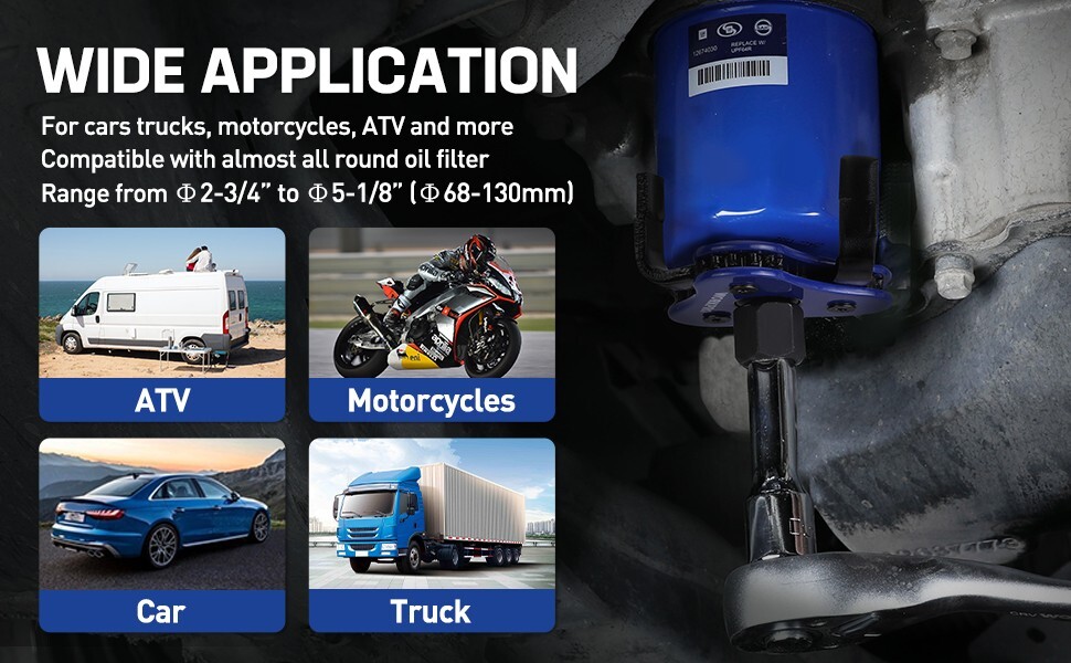 WORKPRO 2Pack Universal Oil Filter Wrench Adjustable Oil Filter Removal Tool Set