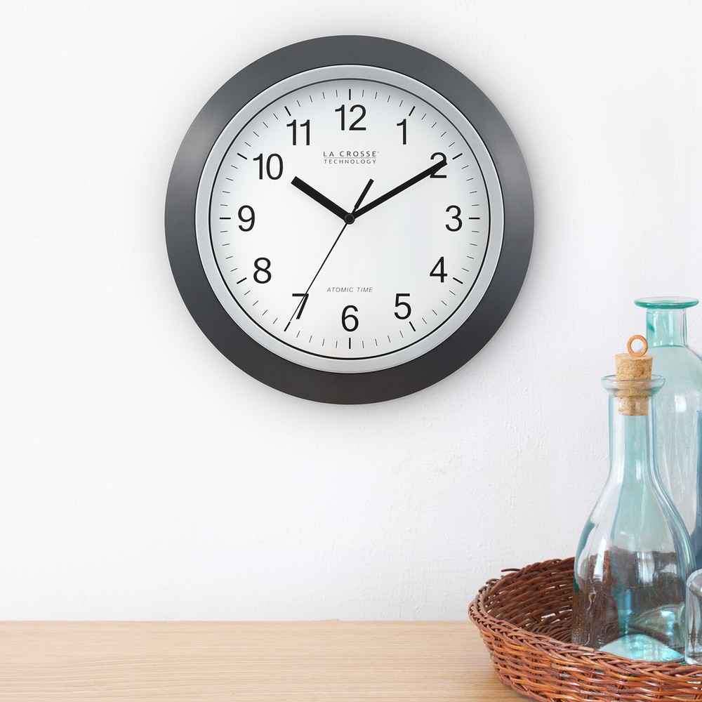 WT-3129B La Crosse Technology 12" Atomic Analog Wall Clock - Black Open Box
