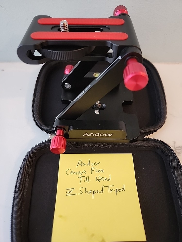 Andoer Flex Pan/Tilt Head Z Tripod Adjustable w/Bubble Level Camera Mount Case