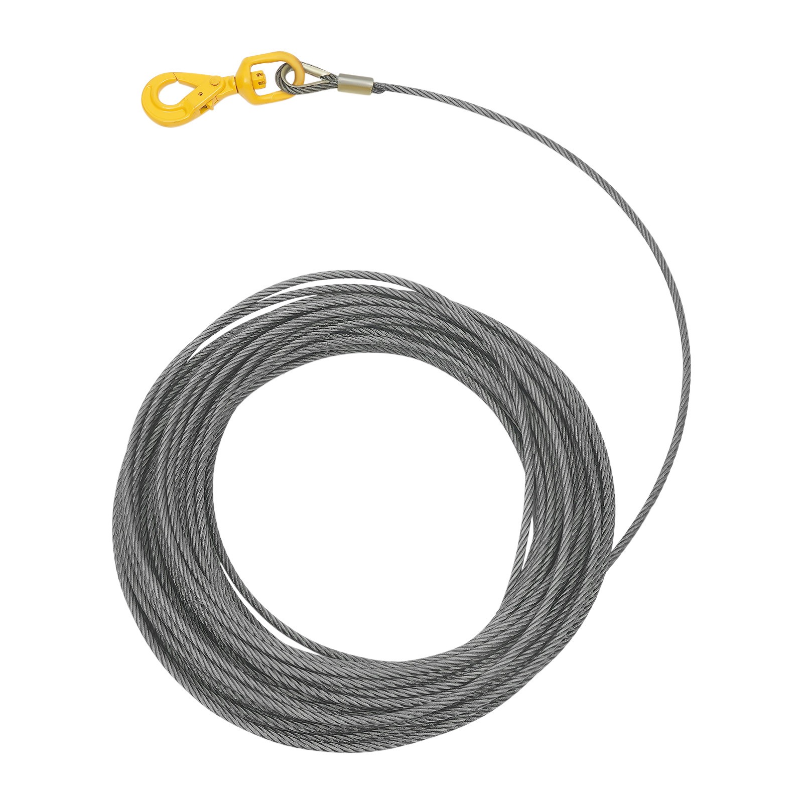 Wire Rope w/ Swivel Hook 3/8"x150ft Winch Cable w/ Self Locking Hook Safety NEW