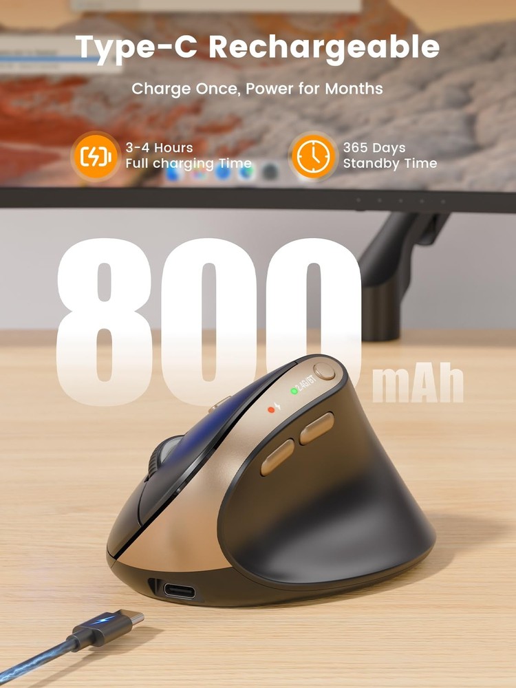 SABLUTE MAM3 Ergonomic Mouse, Bluetooth Mouse for Small/Medium Hands,DualDevi...