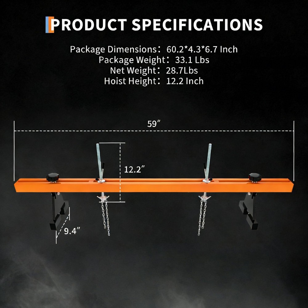 DEXSO Engine Support Bar 1100 Lbs Capacity Engine Transverse Bar Engine Hoist...