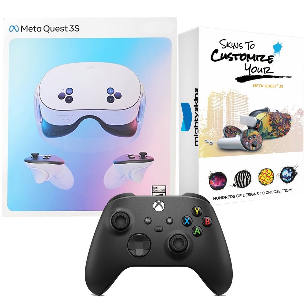 Meta Quest 3S 256GB VR Headset + Black Xbox Controller + MightySkins Code Bundle