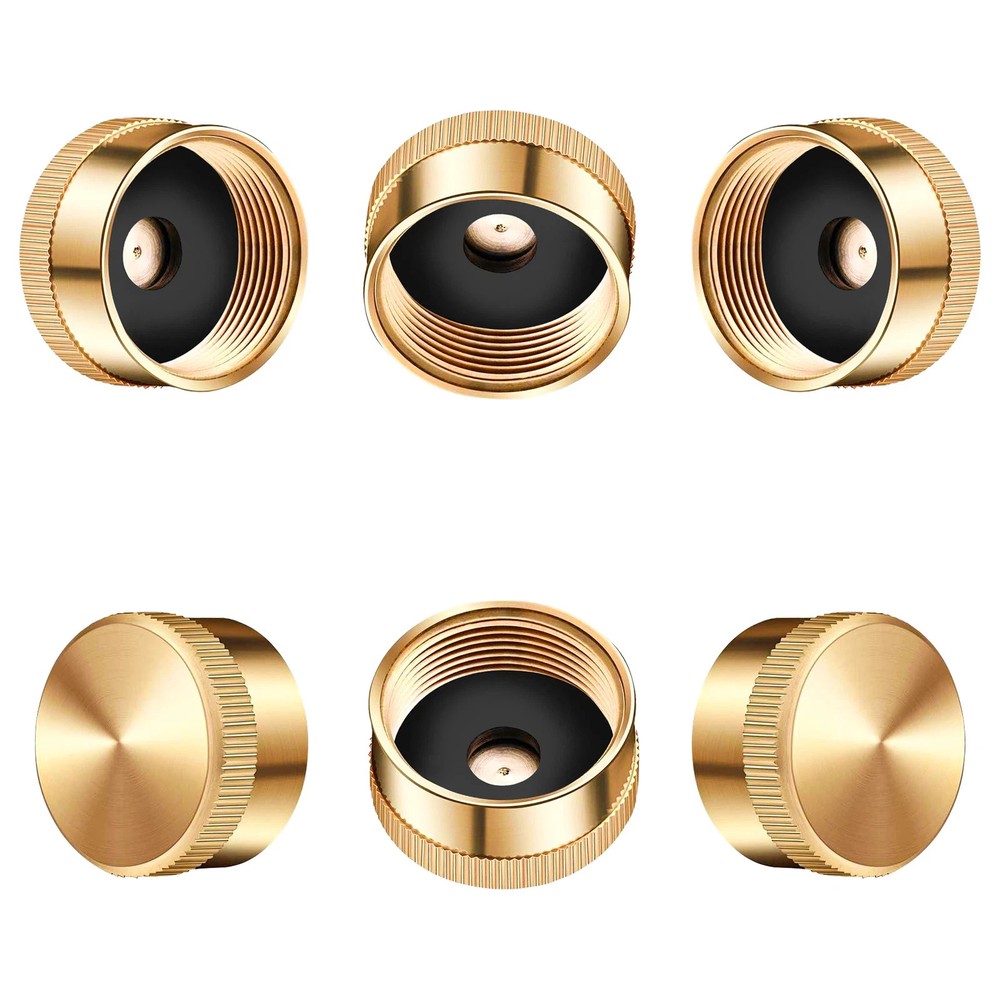 6pcs Solid Brass Cap for Refill 1 LB Propane Bottle Gas Tank Cylinder Protect
