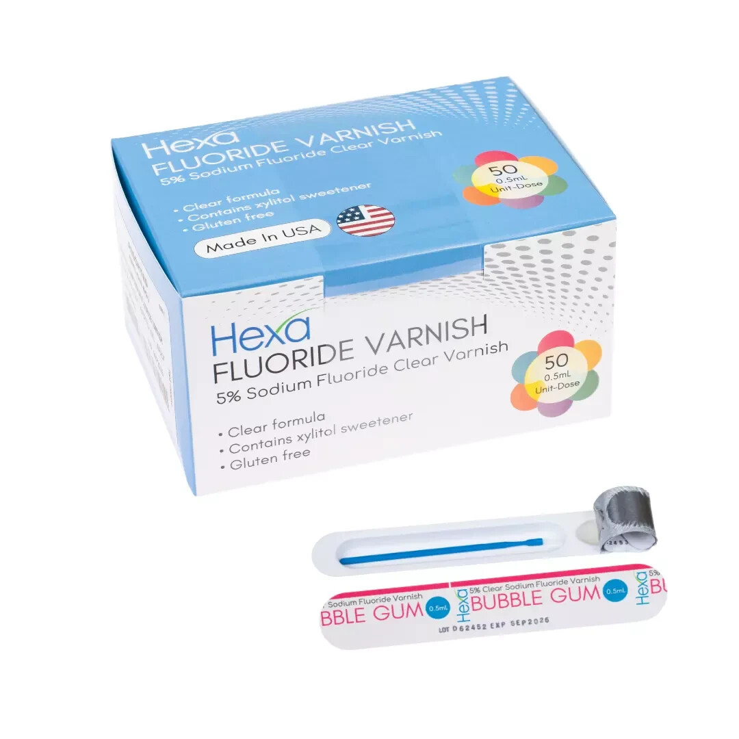 Hexa 5% Sodium Fluoride Clear Varnish W/ Xylitol - 0.4mL Unidose