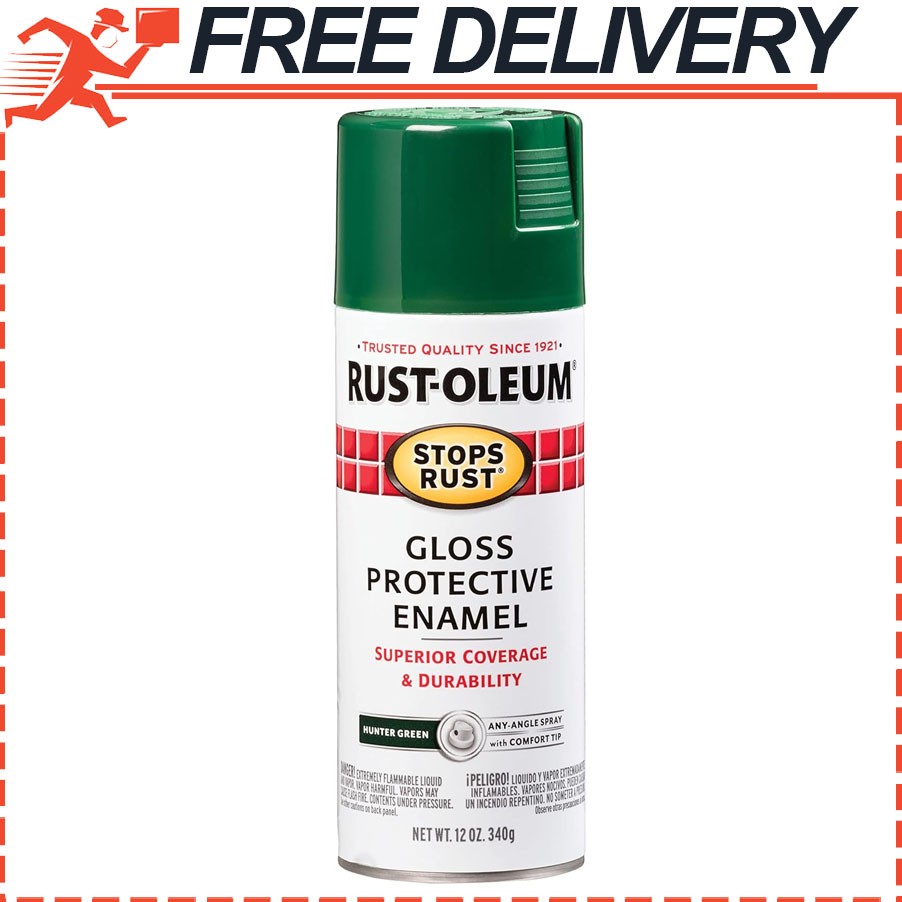 RustOleum Gloss Protective Enamel Stops Rust Spray Paint, Gloss Hunter Green
