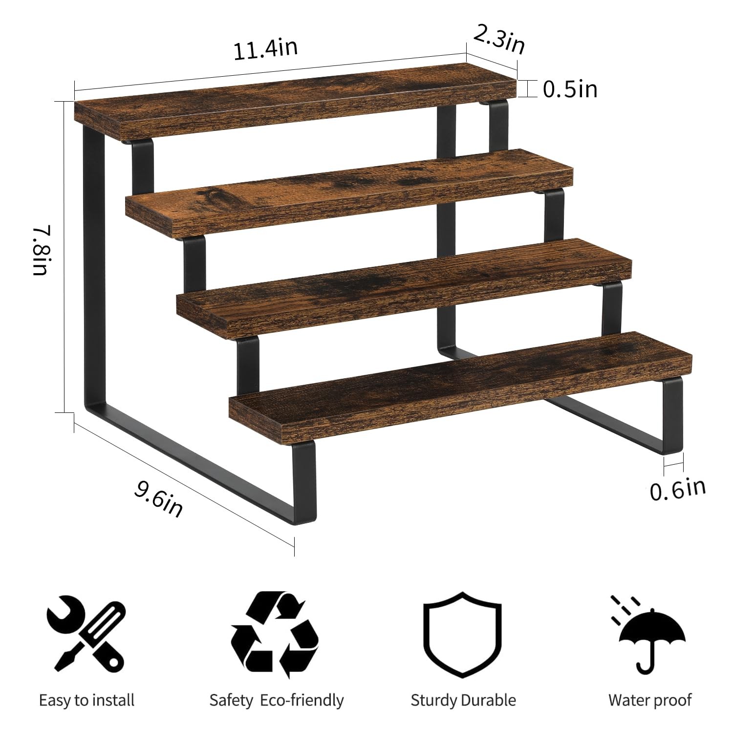 Wooden Display Riser Stand, Tiered Perfume and Cologne Organizer Stand, 4 Tier S
