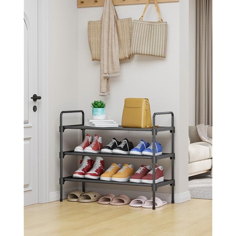 3 Tier Shoe Rack Stackable Organizer Durable Space Saving Entryway Storage New