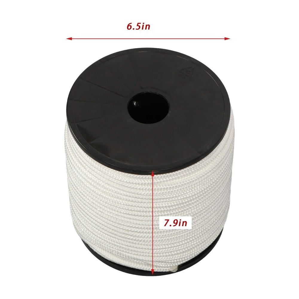 Multipurpose White Nylon Rope Sturdy Spool Solid Braid Knot Rope 1/4" × 5250'