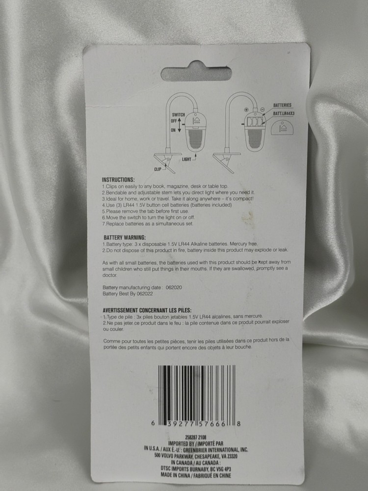 Clip-On Book Light - LED - Adjustable Light Angle - Portable Reading Light