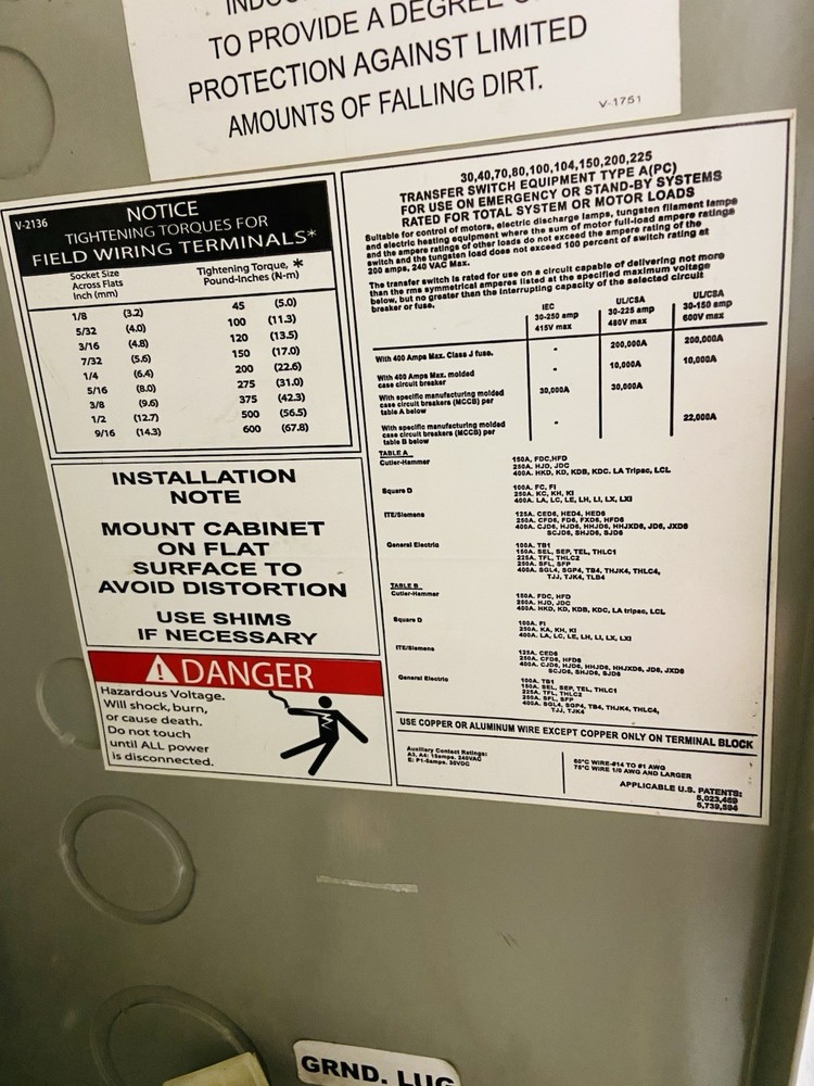 Caterpillar Model: CTG Automatic Transfer Switch (ATS) with an MX150 Controller