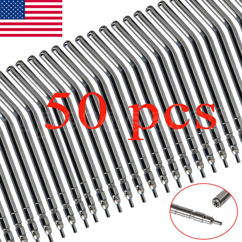 50 Pcs Dental Air Water Spray Triple Syringe Autoclavable Nozzles/Tips/Tubes USA
