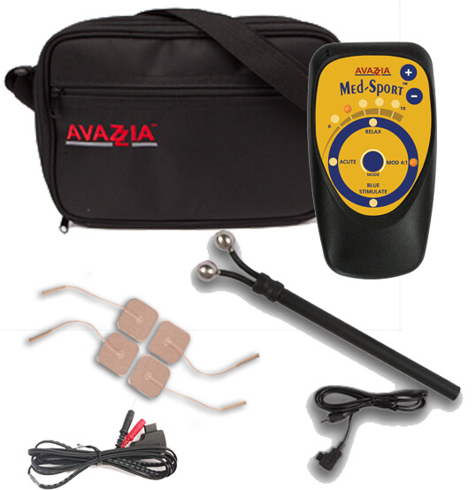 AVAZZIA MED SPORT KIT W/Y-PROBE-4 GREAT MODES-MICROCURRENT PAIN RELIEF 2 YR WAR