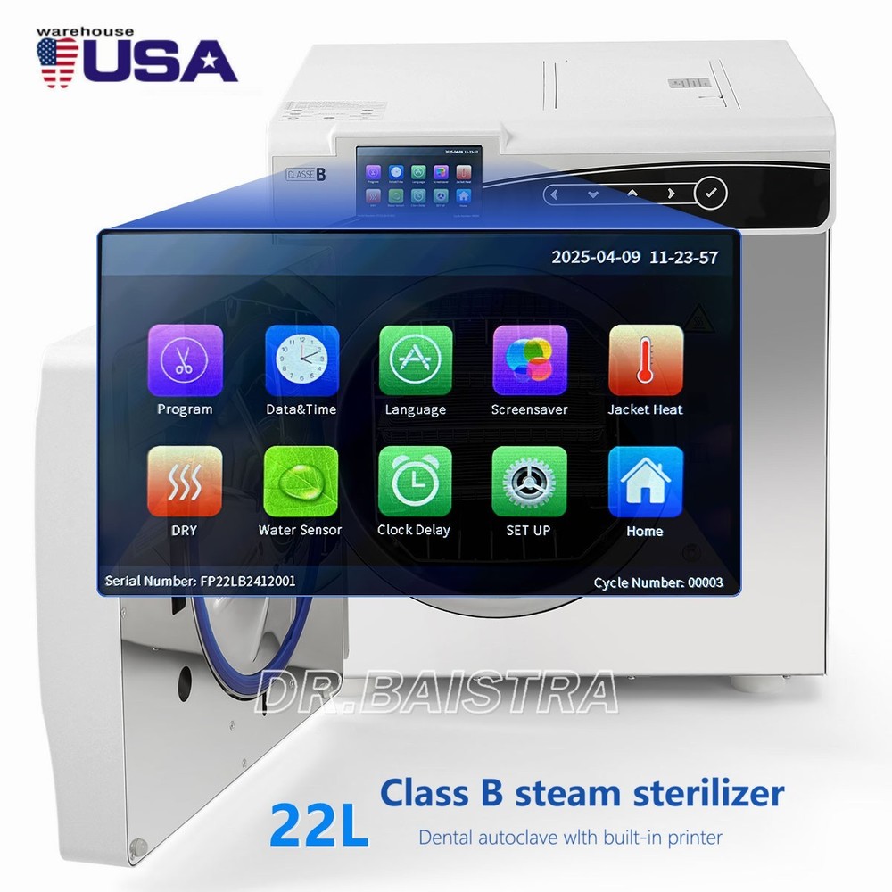 22L ClassB Dental Autoclave Steam Sterilizer Sterilization with Printer Function