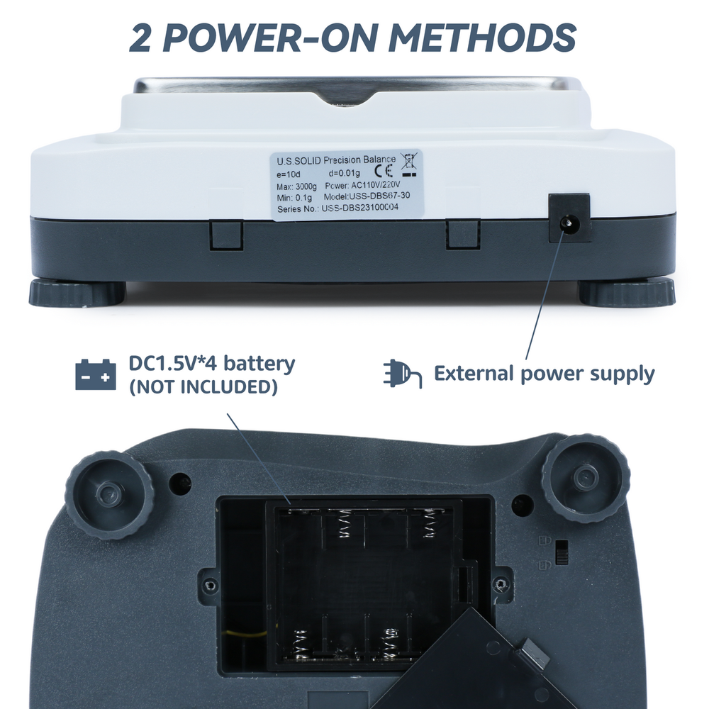 U.S. Solid 2000g x 0.01 g Precision Balance AC/DC Power Supply Gray Panel