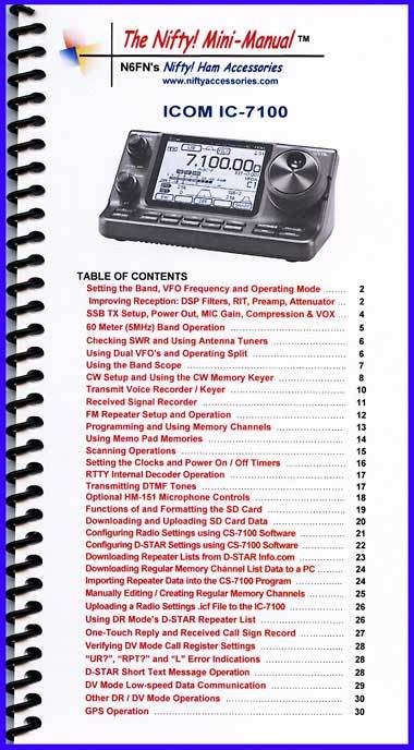 NIFTY MM-IC7100 IC-7100 NIfty! Quick Reference Guide