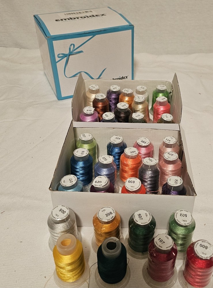 34 Spools Embroidex Polyester Machine Embroidery Thread  Most New Sealed