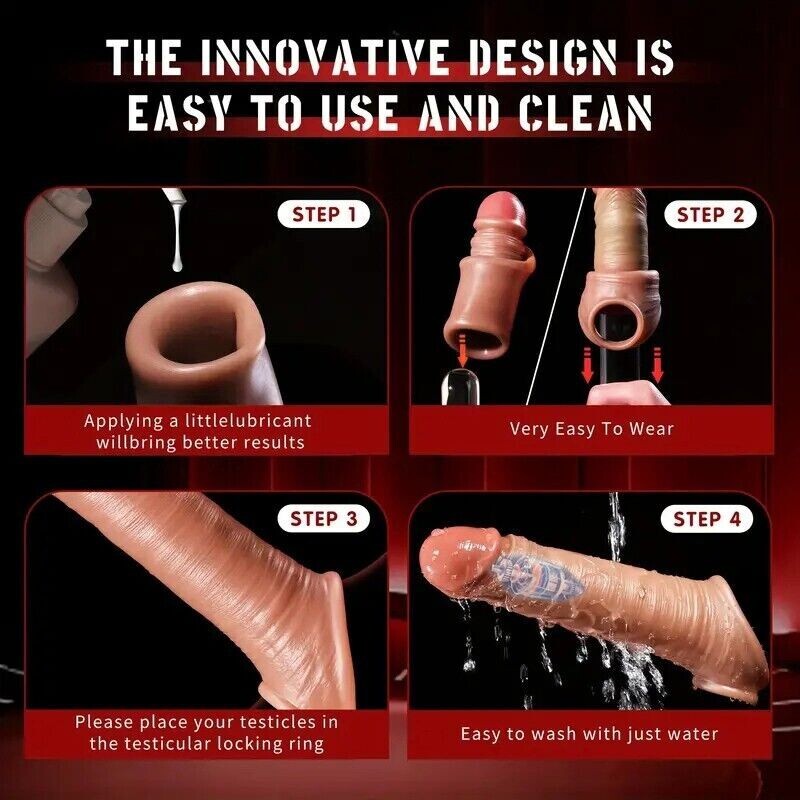 Male Cock-Girth-Enlarger-Enhancer-Penis-Extension-Extender-Sheath-Sleeve-Men Big