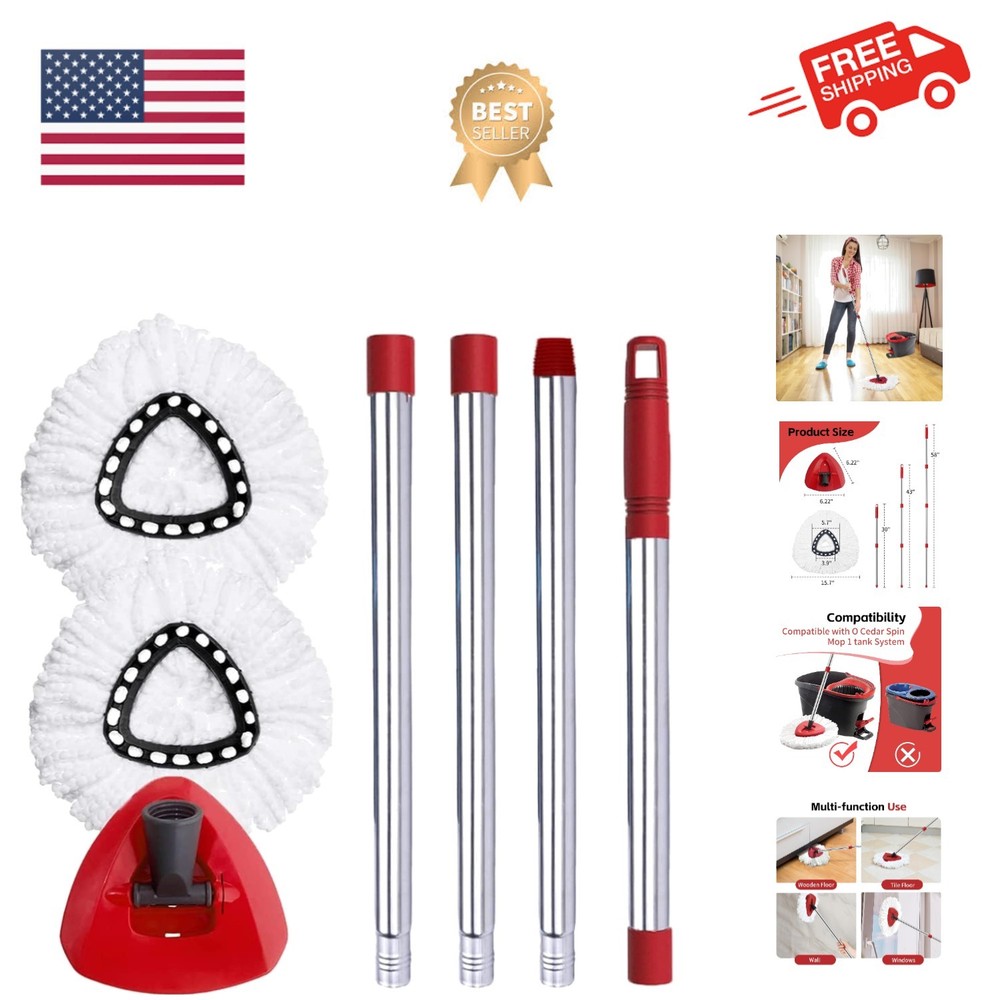 Spin Mop Head, Base, Handle Replacement for O-Ceda EasyWring Microfiber Spin ...