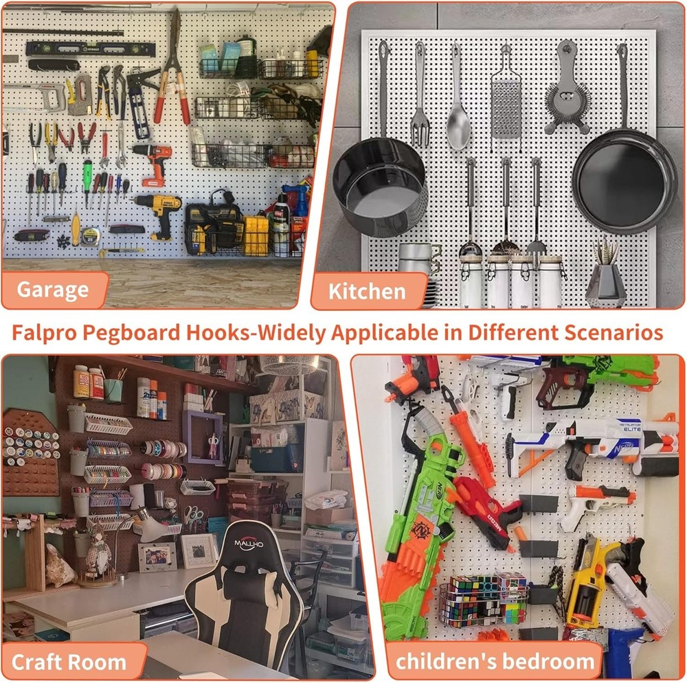 Durable Rust-Resistant Pegboard Hooks Set - 240 Count for Garage and Workshop