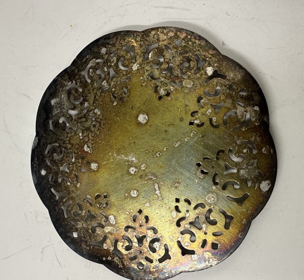 Vintage Silver Plated Made In England Footed Trivet 6 in