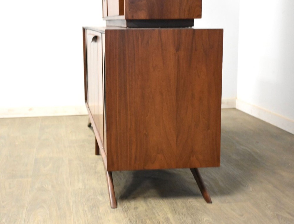 Refinished Walnut Vladimir Kagan Style Sideboard Credenza