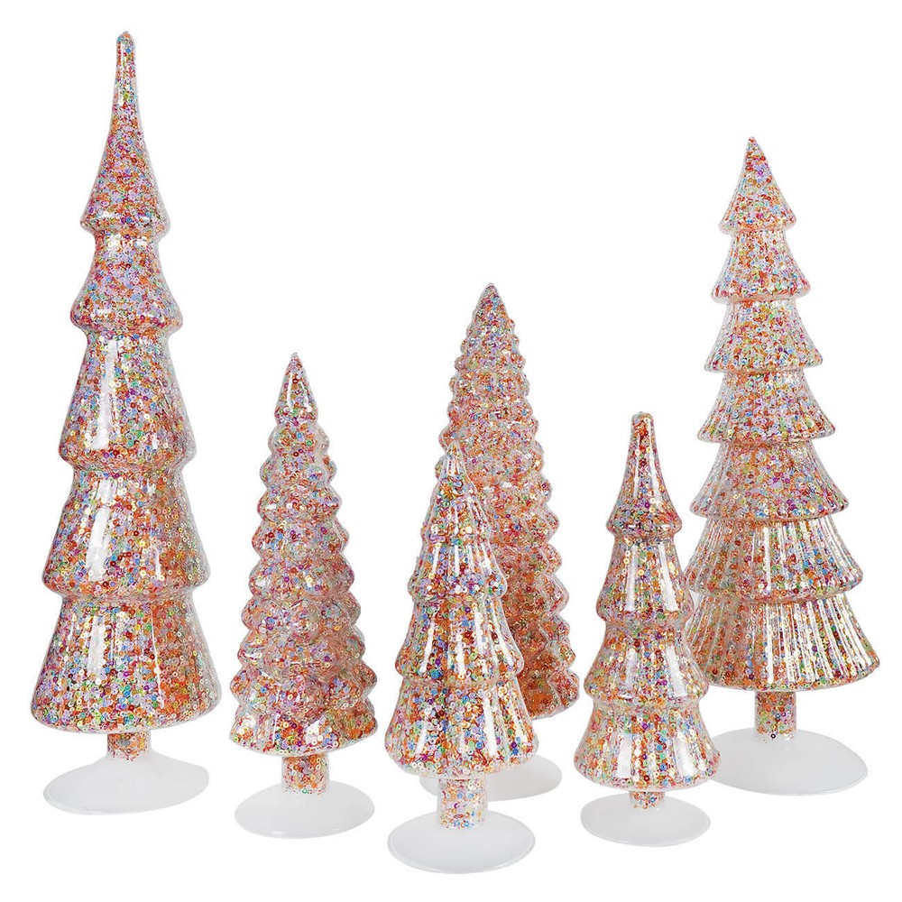 Glass Confetti Trees Set/6